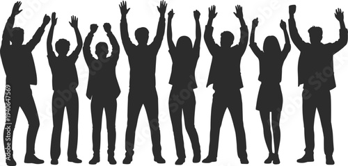 Large Vector Collection of Business People Silhouettes Featuring Diverse Groups of Professional Men and Women Families Students Walking and Standing Isolated on White Background