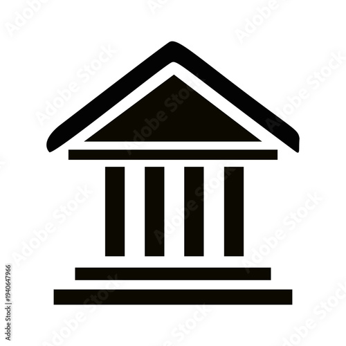 Bank Building Icon Vector for Finance, Government Institution, Banking Service and Social Media Post Design