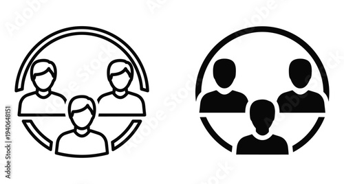 Group of people icons in circle frame representing team collaboration community social network partnership leadership management staff workforce collective unity