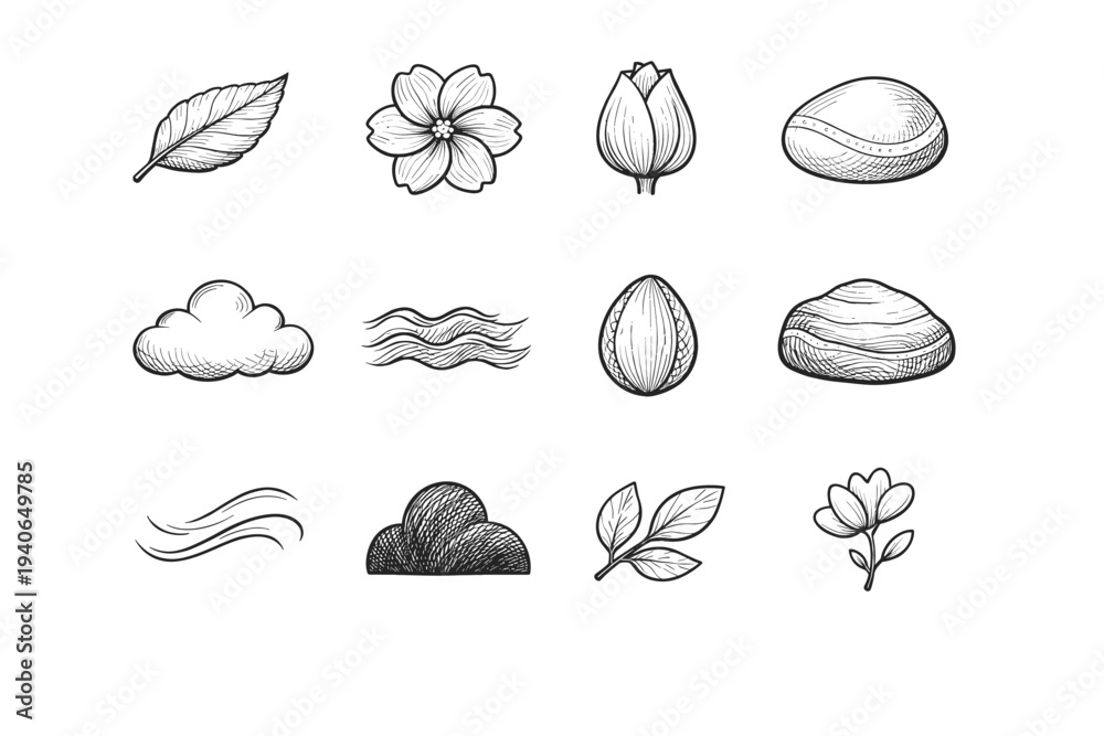 Fototapeta premium Border organic mellow rim icon natural image nature etch curve simple vector