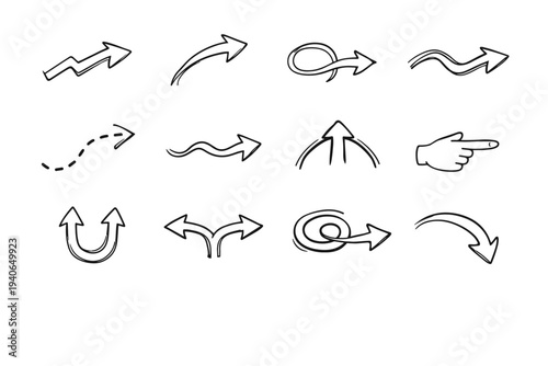 Line sketch navigation shaky simple crooked guidance cue warm vector icon generation