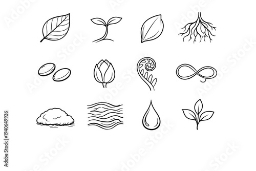Tip shell image bud drop icon simple generation vector vein vine edge
