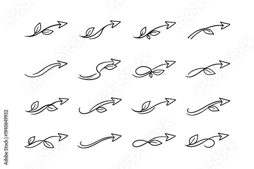 Relaxed vector simple generation living icon curve leaf route line curved navigation