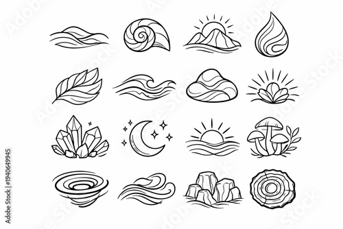 Natural eight four nine form five two vector icons abstract eleven icon