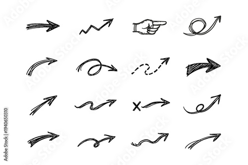 Outline imperfect cue arrow line icons icon vector loose navigation ink pointer