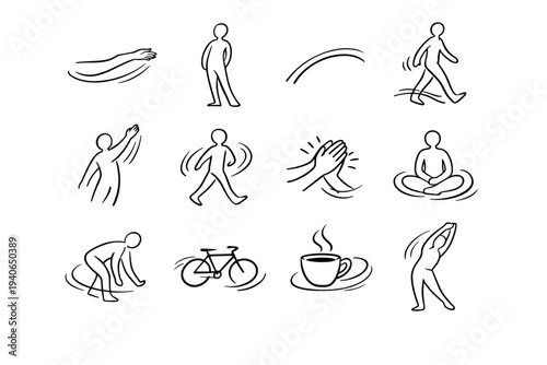 Intuitive hand contour vector action dynamic trace light activity gesture icon motion