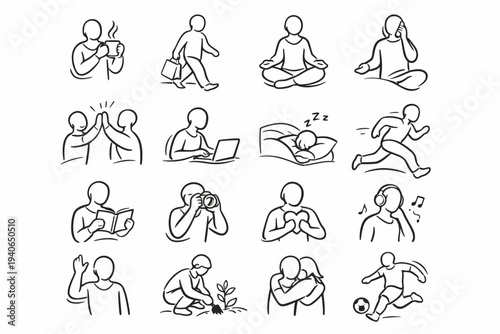 Icon line simple generation dynamic smooth motion action outline gesture vector image