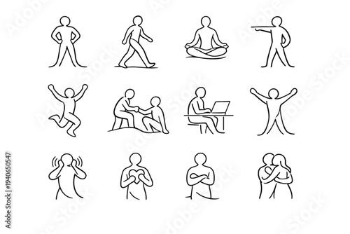 Line vector generation freehand soft human simple icon composed confident controlled image