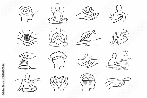 Placement tracing composed generation thoughtful reflective simple pace line image flow icon