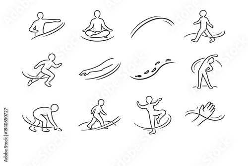 Harmonious line movement gesture dynamic loose motion icons arc icon sweeping informal