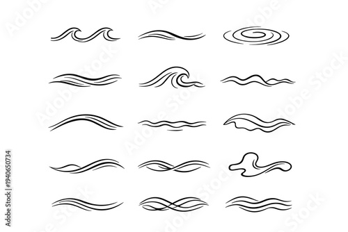 Outline silhouette simple image vector wave organic calm flow smooth contour generation