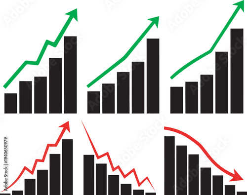 Collection of four graphs with trending lines