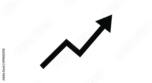 Simple black arrow pointing upwards representing growth or progress