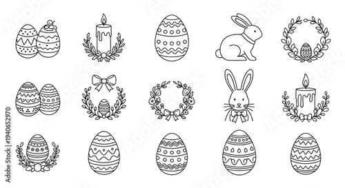 The Easter icons collection includes eggs and rabbits.