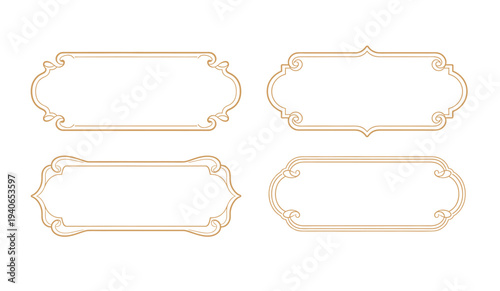 4 Set of Elegant Ornate Gold Label Frames for Luxury Branding and Stationery