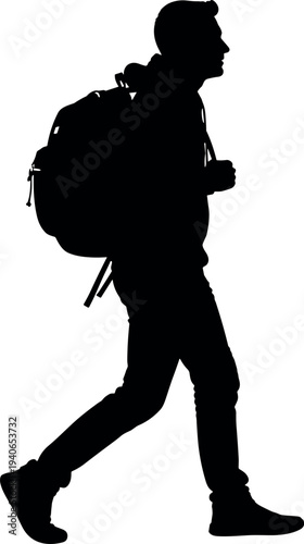 Man walking with backpack vector illustration