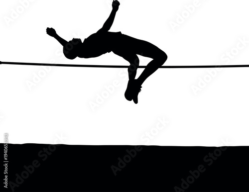 Silhouette of a person balancing on a tightrope vector illustration