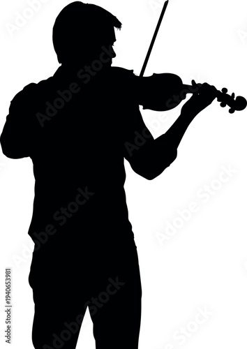 Silhouette of a man playing the violin vector illustration