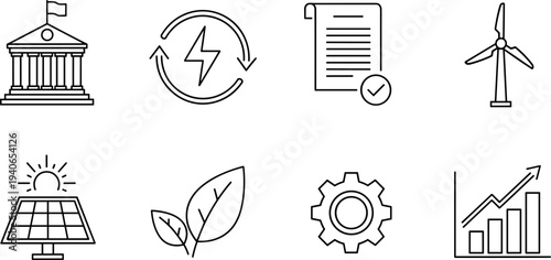 Sustainable energy icons set vector illustration