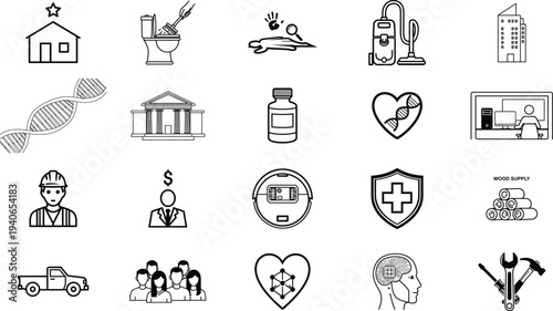 Collection of Medical and Health-related Icons in a Grid Layout