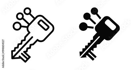 digital key icon set representing smart security encryption technology electronic access control system for data protection and secure authentication web interface