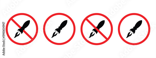 Anti-nuclear bomb icon. Red prohibition icon with atomic bomb. Ban nuclear. No radiation. Vector illustration