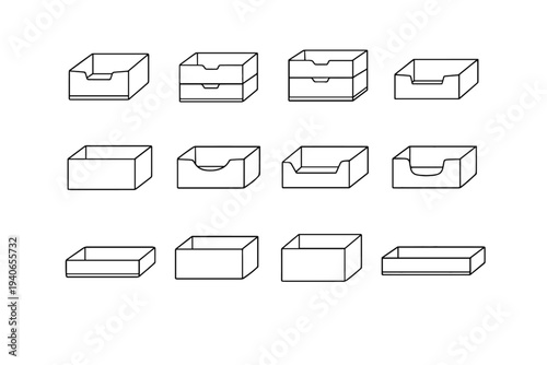 Icons fit walls box vertical clean storage smooth icon drawer organizer vector