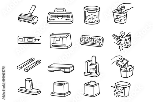 Chamber remover waste debris stable storage enclosed icon pet vector hair internal