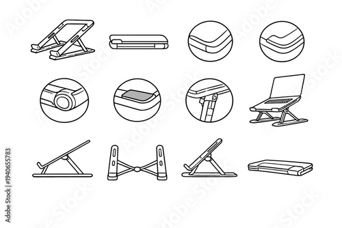 Edges form vector modern icon rounded foldable zones elegant geometry laptop