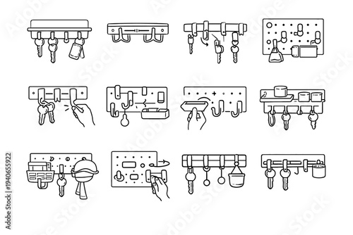 Hook setup organizer geometry key icon vector holder adjustable system spacing modular