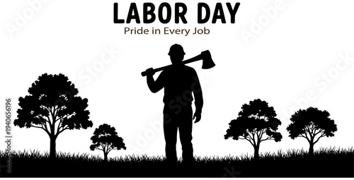 Labor day celebration with a silhouette of a worker