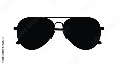 Black silhouette of classic aviator sunglasses on a white background