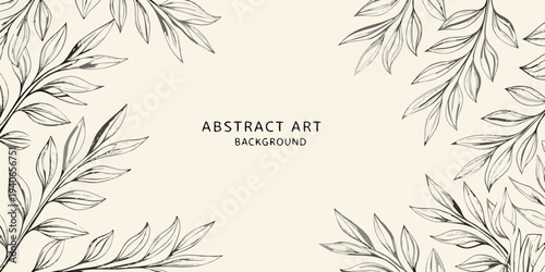 Elegant botanical illustration with delicate leaves and a neutral background