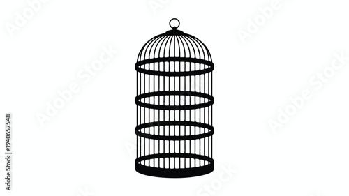 bird cage with a round shape and bars all around it