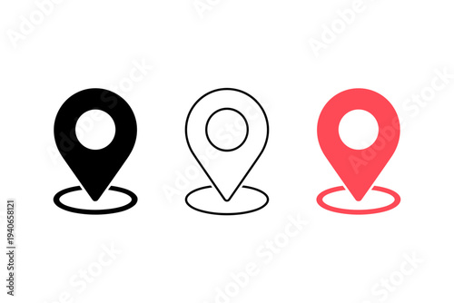 Location Pin Icon Set – Map Marker Navigation Vector Symbols Collection