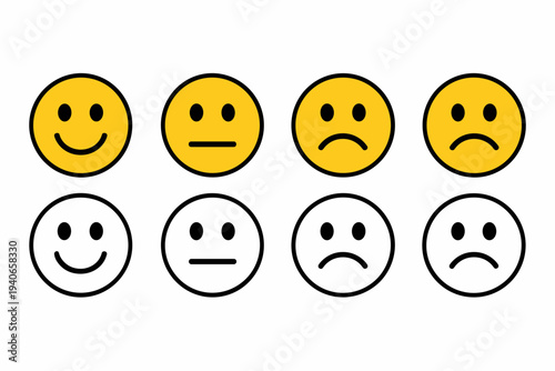 Smiley Face Emotion Icons Set – Happy and Sad Emoji Reaction Vector Collection