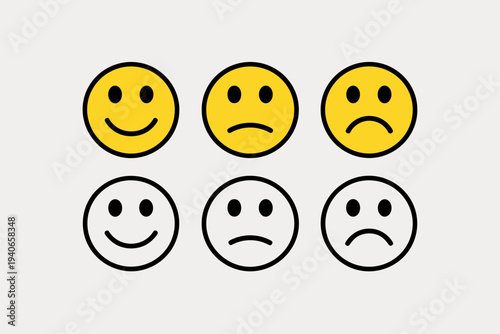 Smiley Face Emotion Icons Set – Happy and Sad Emoji Reaction Vector Collection