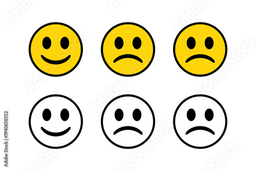 Smiley Face Emotion Icons Set – Happy and Sad Emoji Reaction Vector Collection