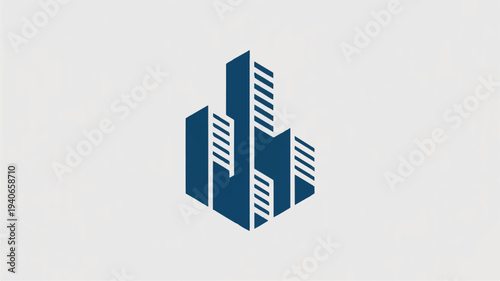 blue city skyscrapers graphic design element