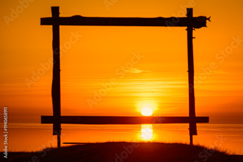sunrise in a frame over the sea