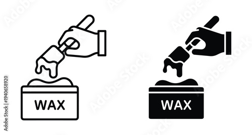 Hand holding spatula dipping into wax jar for hair removal beauty treatment salon service skincare procedure depilation cosmetic application professional grooming