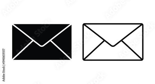 Two email envelope icons one filled and one outlined displayed side by side