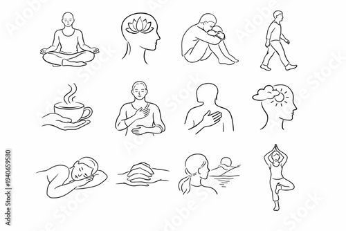 Icon sweep hand line vector motion pace sketch slow meditative mindful flow
