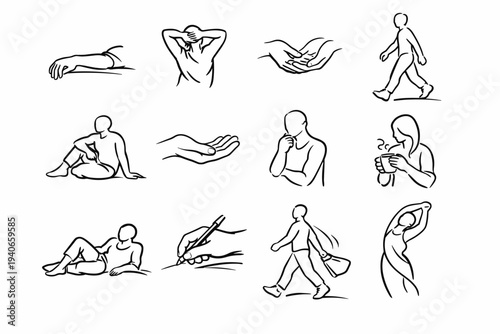 Generation dynamic gesture informal simple icon image vector contour action arm arc