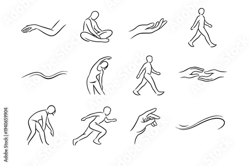 Icon activity arc icons soft kinetic posture gentle outline vector everyday inkflow