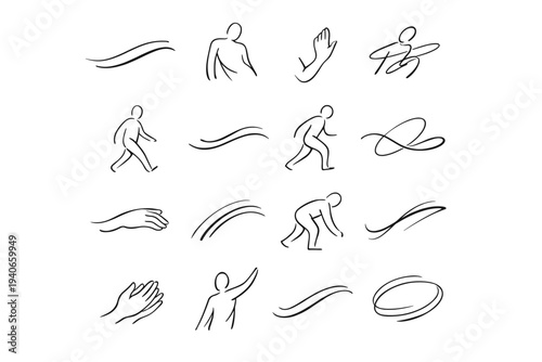 Informal mark dynamic vector simple outline gesture generation line calm icon image