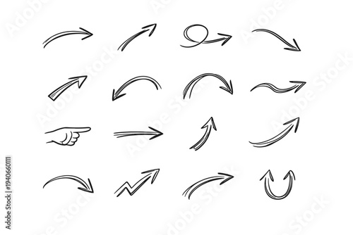 Icon loose hand vector drawn soft arrow wayfinding relaxed pointer line indicator