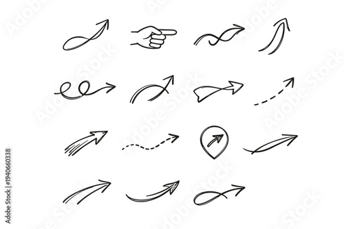 Loose guiding icons human cue direction icon subtle warm arrow vector line