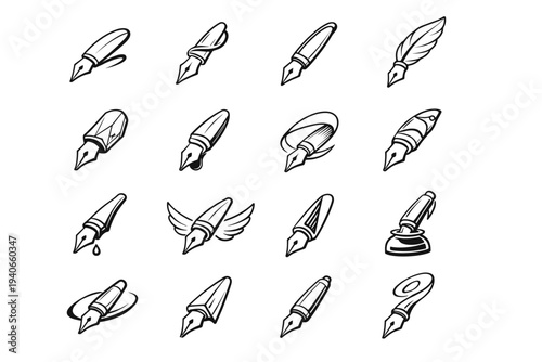 Twelve pen simple icon image one generation vector ten abstract form nine