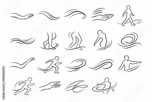Curve action simple line movement flow relaxed sweep generation vector loose icon